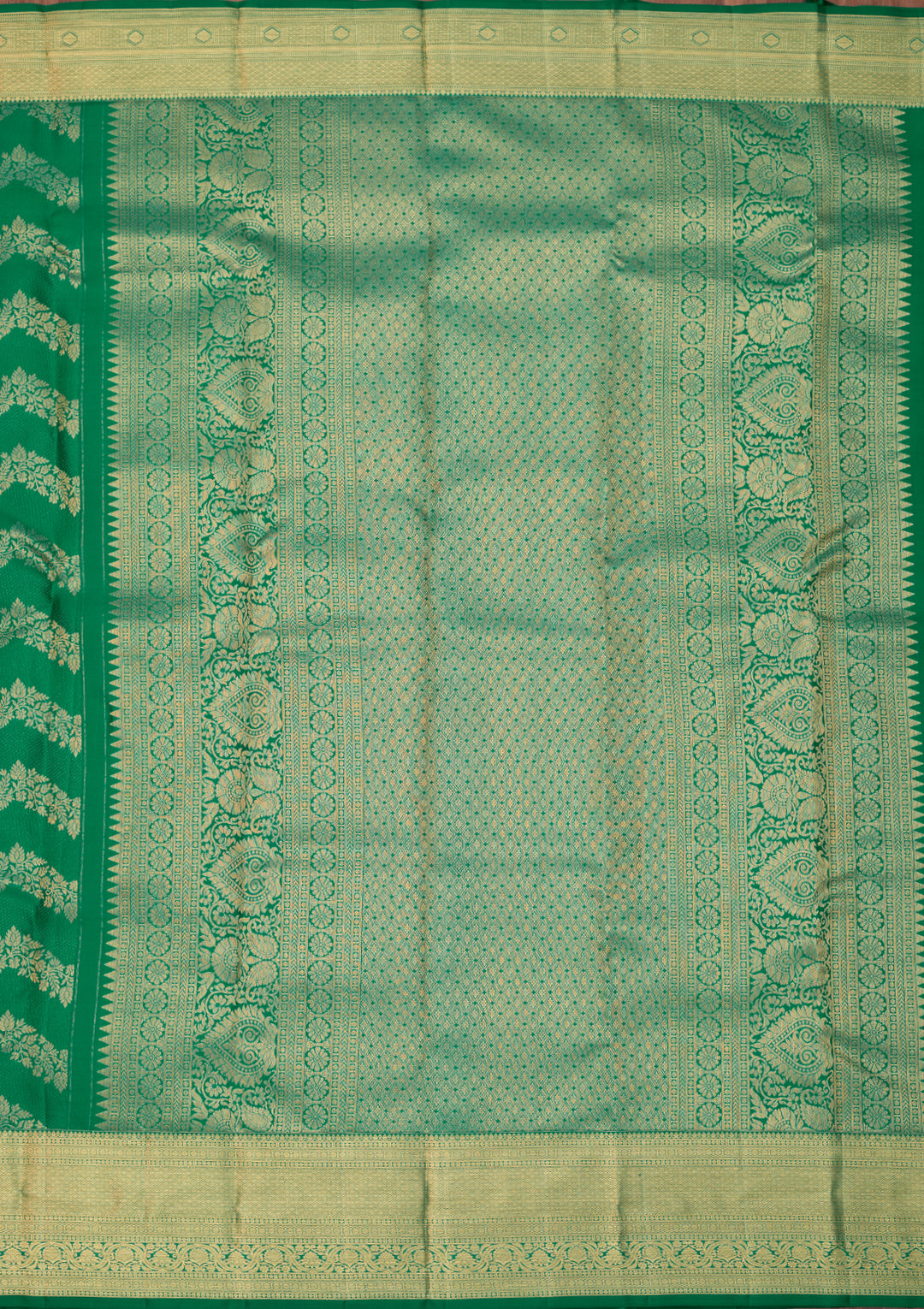 Rama Green Dharmavaram Pure Silk Saree With Matching Blouse Piece
