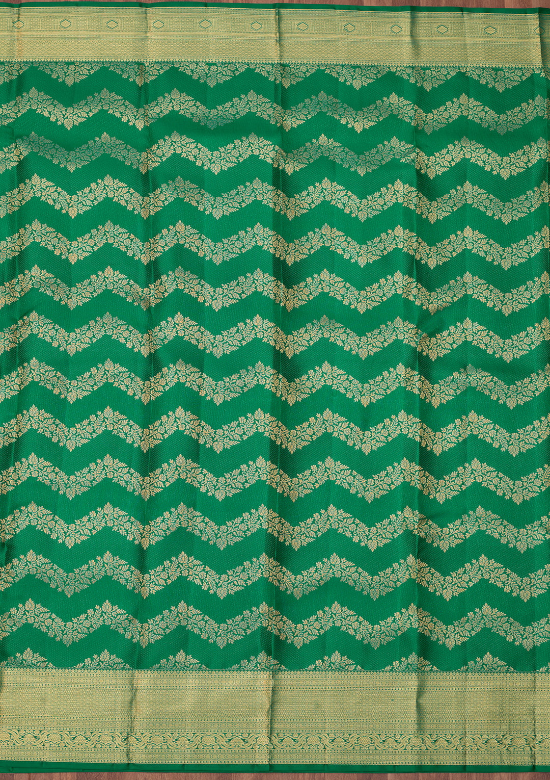 Rama Green Dharmavaram Pure Silk Saree With Matching Blouse Piece