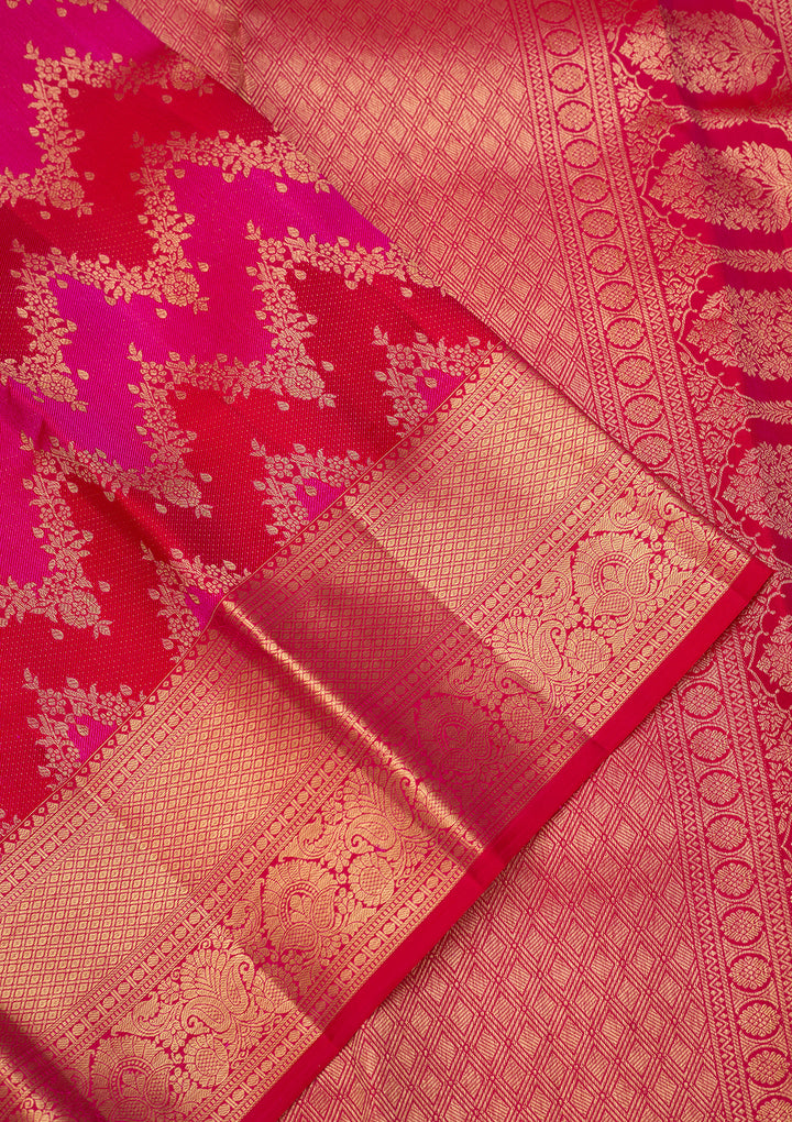 Rani Pink Dharmavaram Pure Silk Saree With Matching Blouse Piece