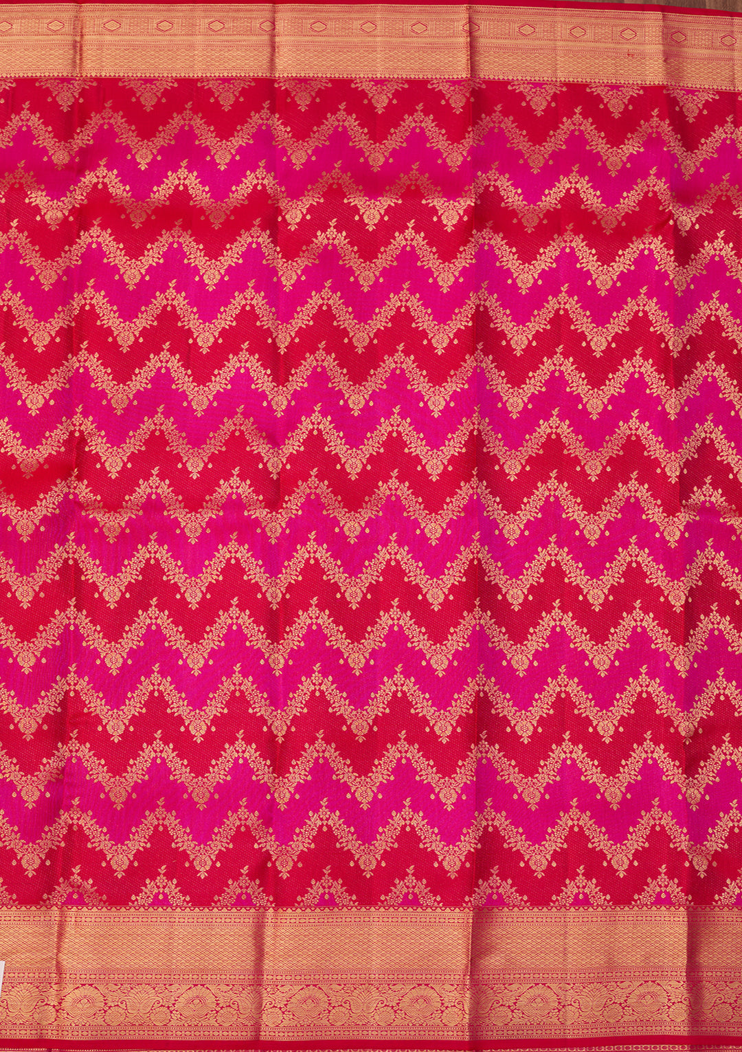 Rani Pink Dharmavaram Pure Silk Saree With Matching Blouse Piece