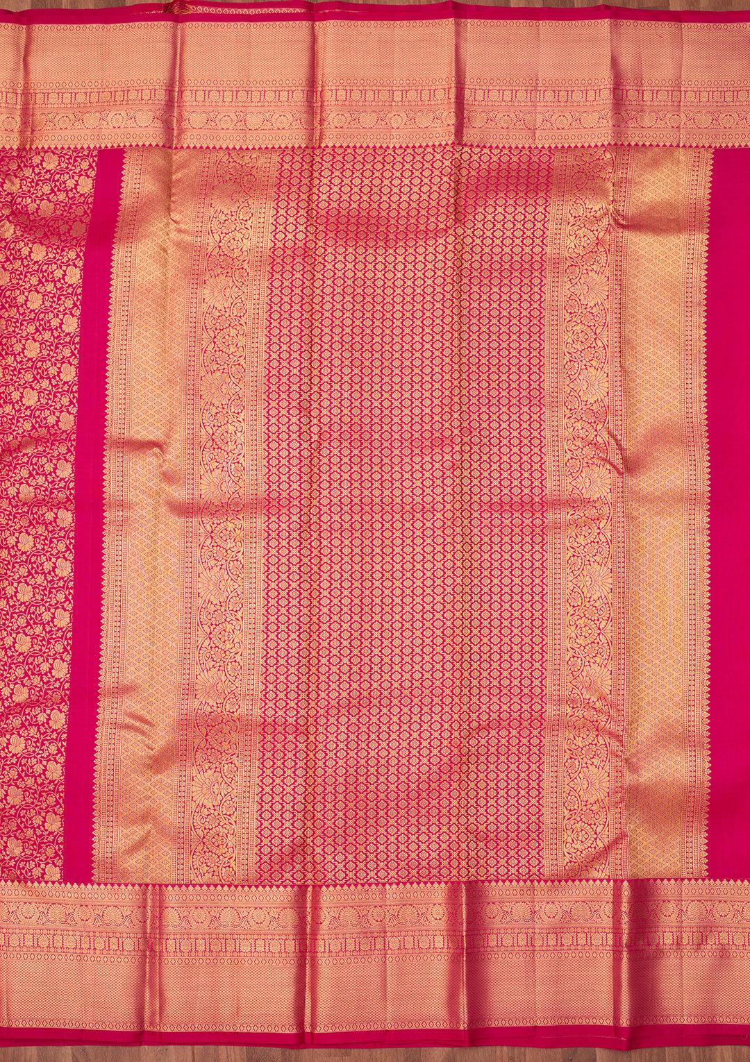 Rani Pink Dharmavaram Pure Silk Saree With Matching Blouse Piece