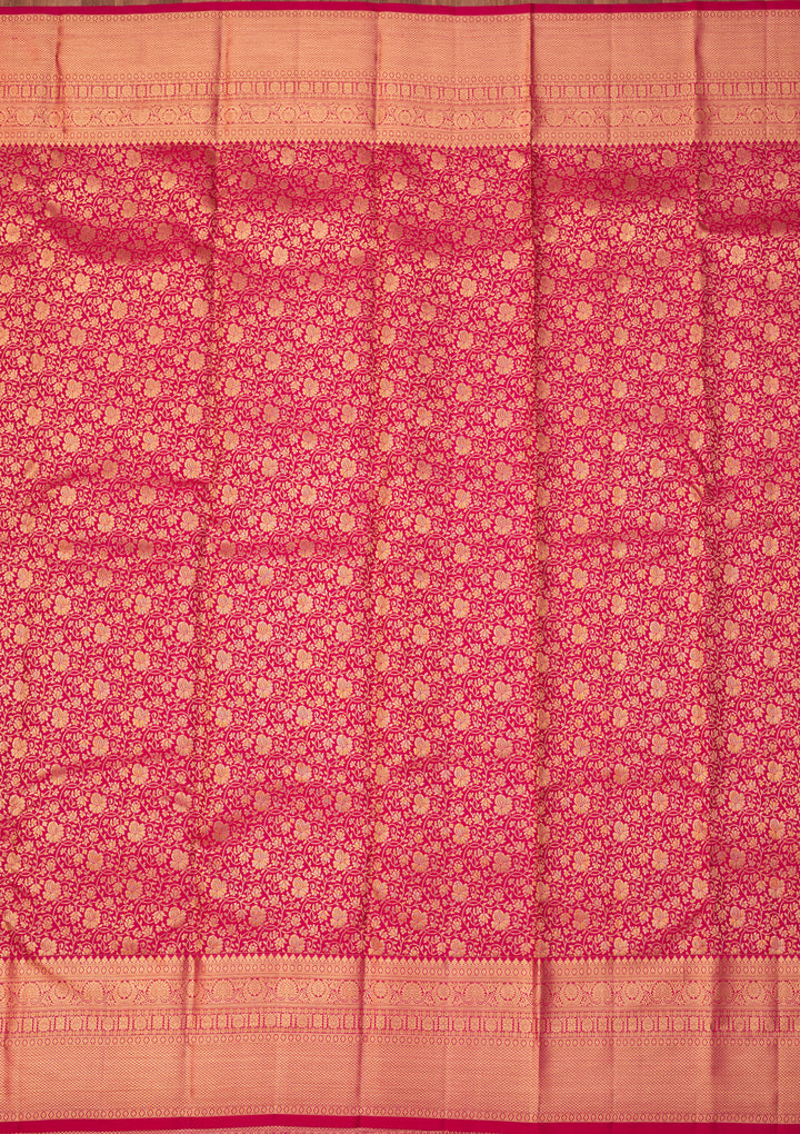 Rani Pink Dharmavaram Pure Silk Saree With Matching Blouse Piece
