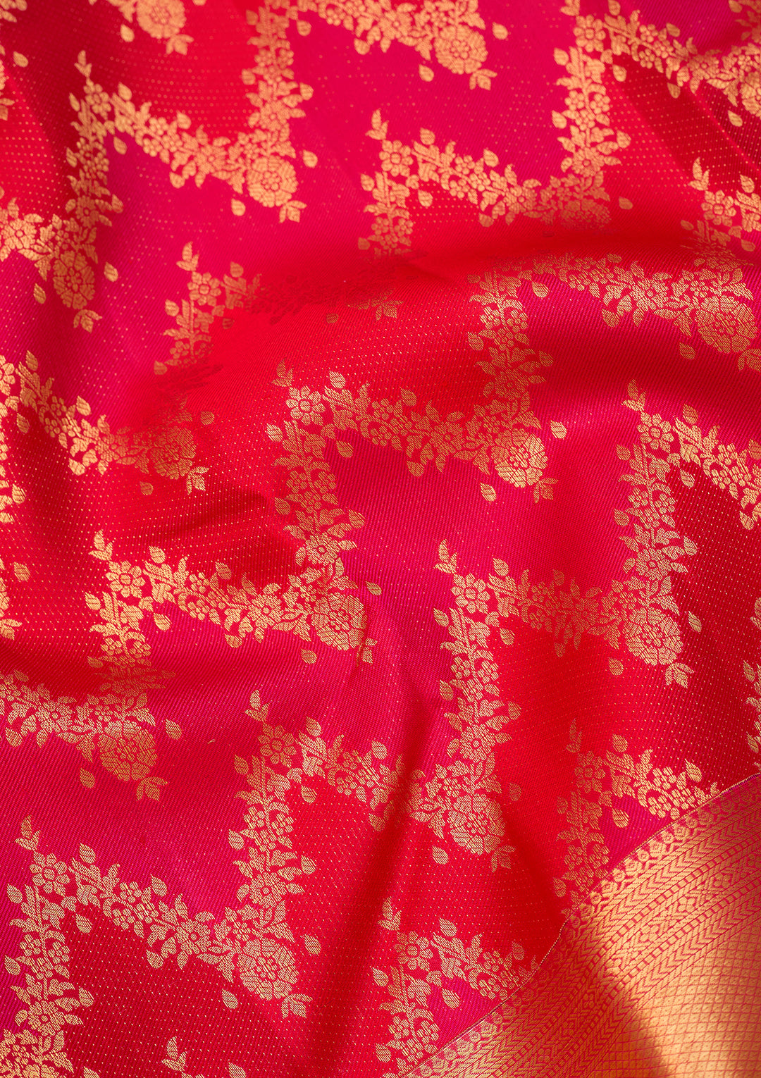 Rani Pink Dharmavaram Pure Silk Saree With Matching Blouse Piece
