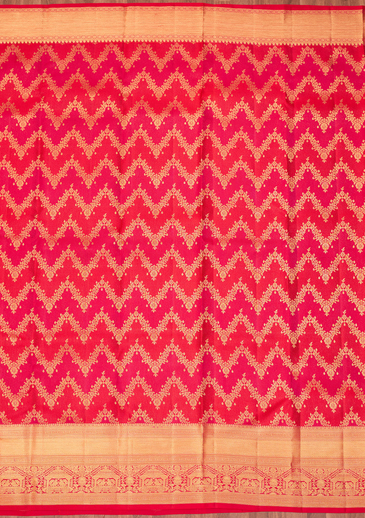 Rani Pink Dharmavaram Pure Silk Saree With Matching Blouse Piece