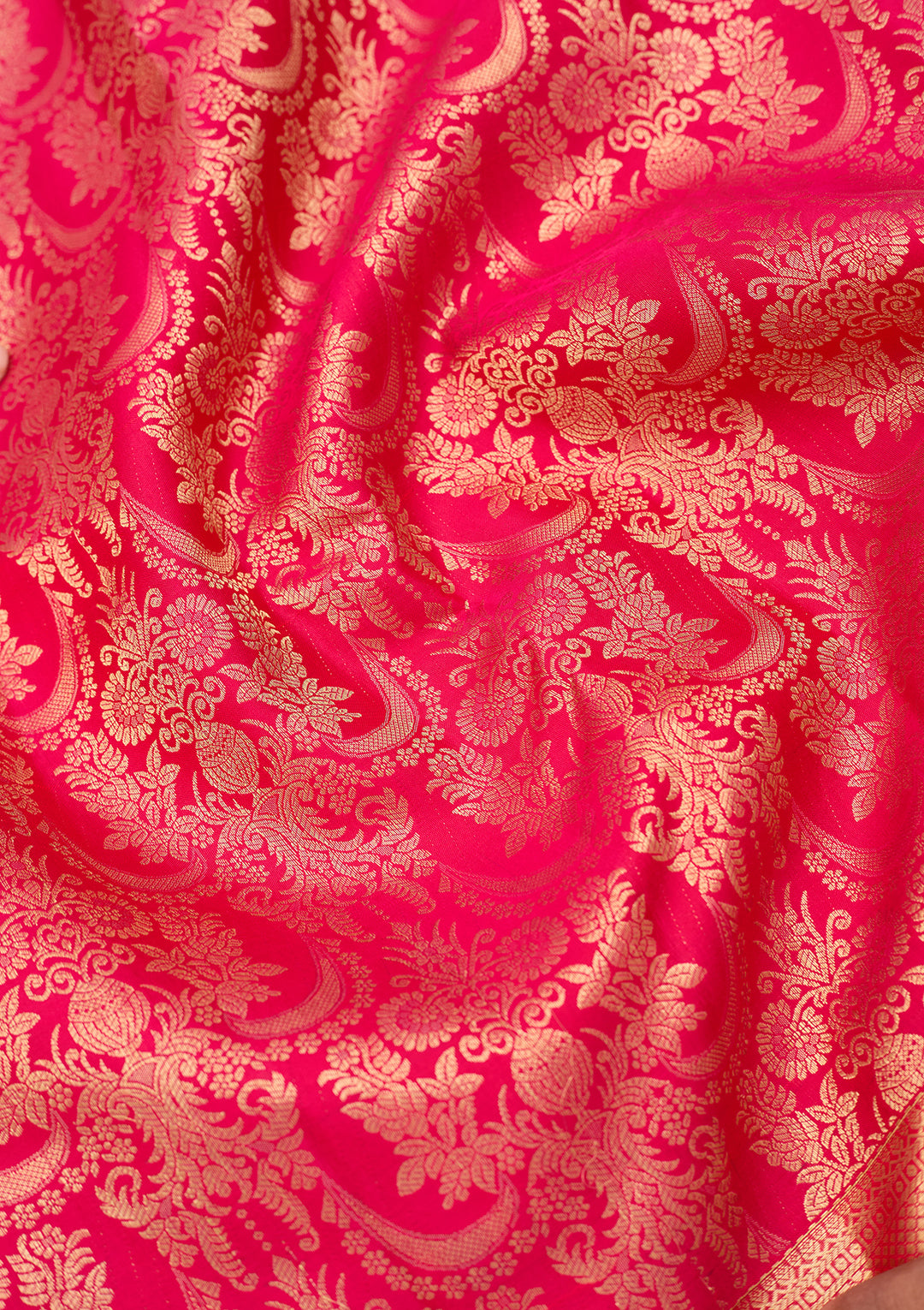 Rani Pink Dharmavaram Pure Silk Saree With Matching Blouse Piece