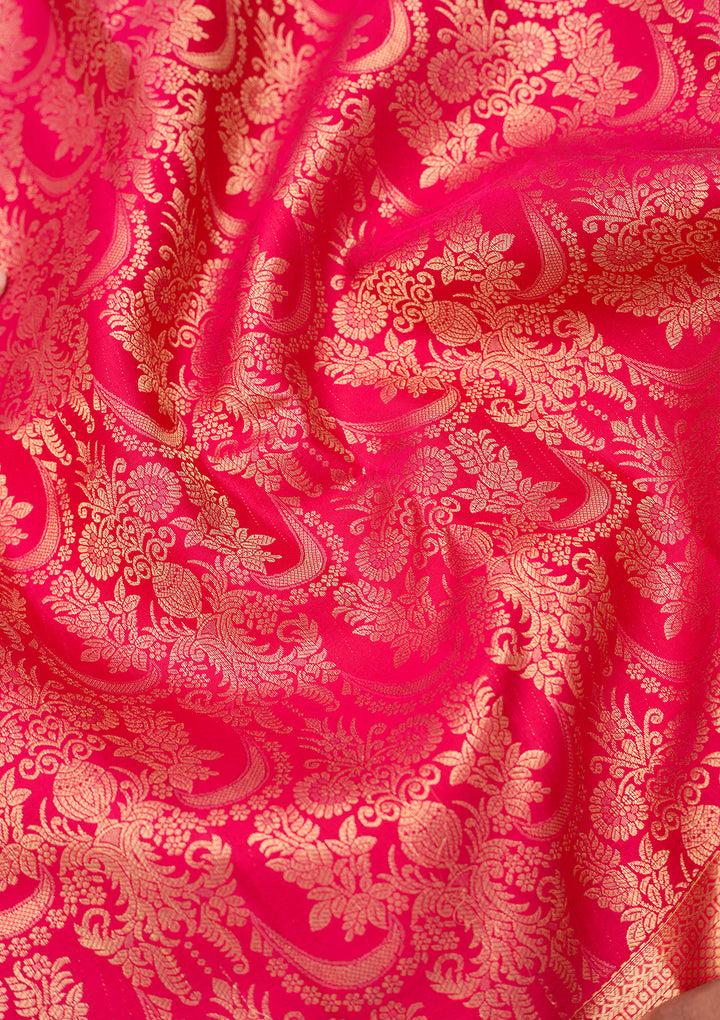 Rani Pink Dharmavaram Pure Silk Saree With Matching Blouse Piece