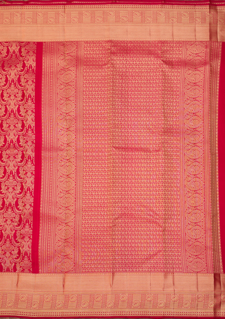 Rani Pink Dharmavaram Pure Silk Saree With Matching Blouse Piece