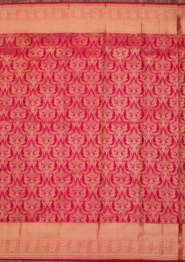 Rani Pink Dharmavaram Pure Silk Saree With Matching Blouse Piece