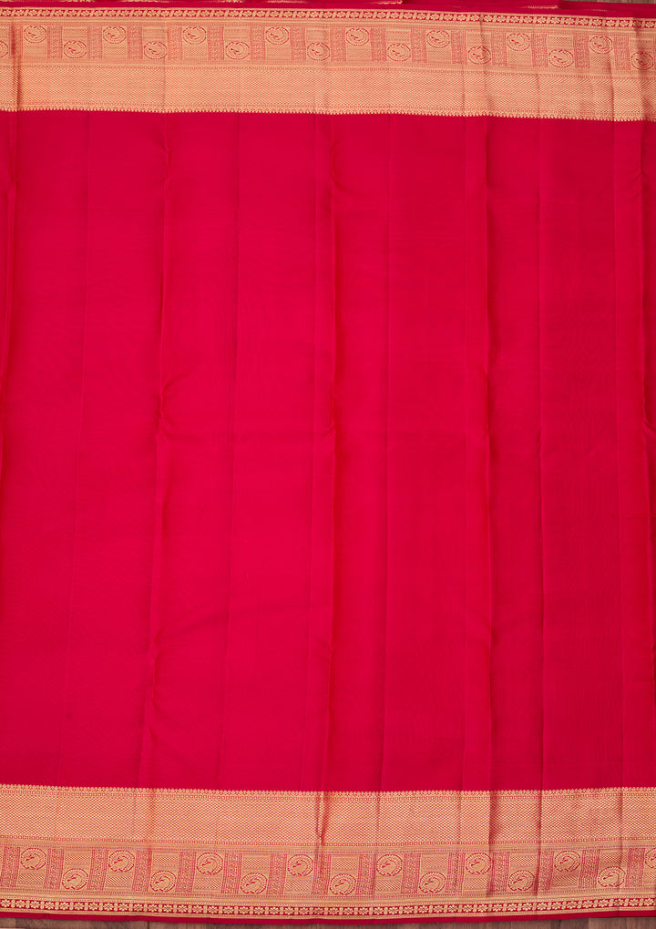 Rani Pink Dharmavaram Pure Silk Saree With Matching Blouse Piece