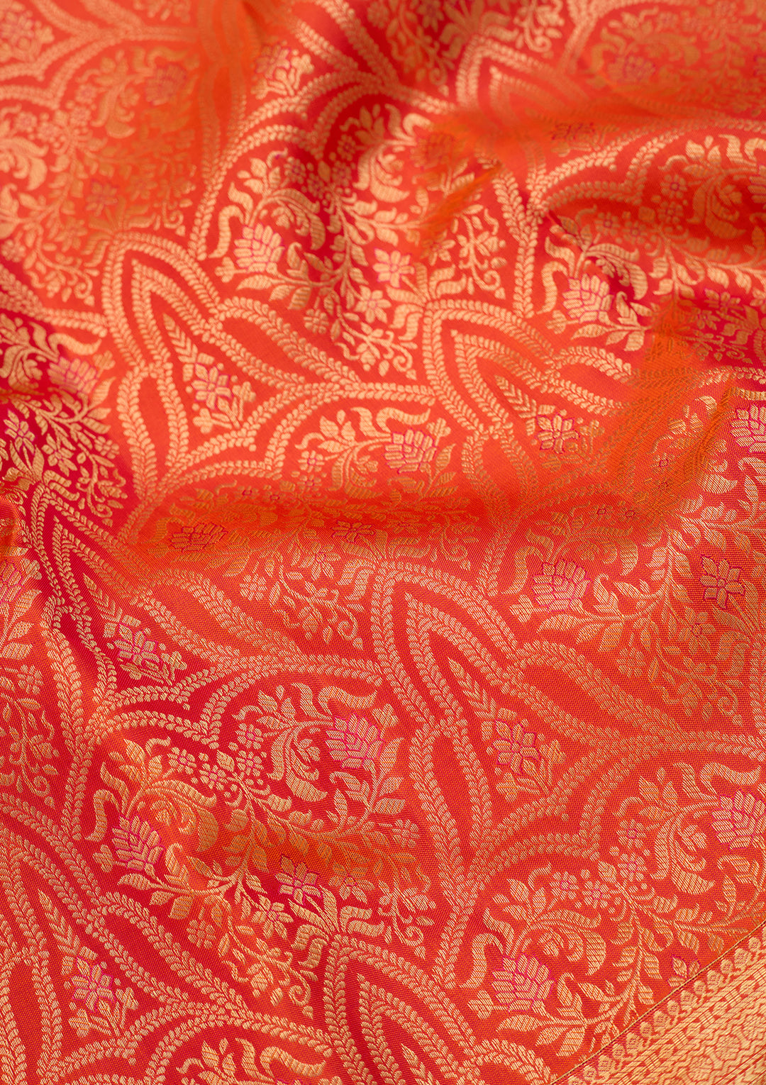 Orange Dharmavaram Pure Silk Saree With Matching Blouse Piece