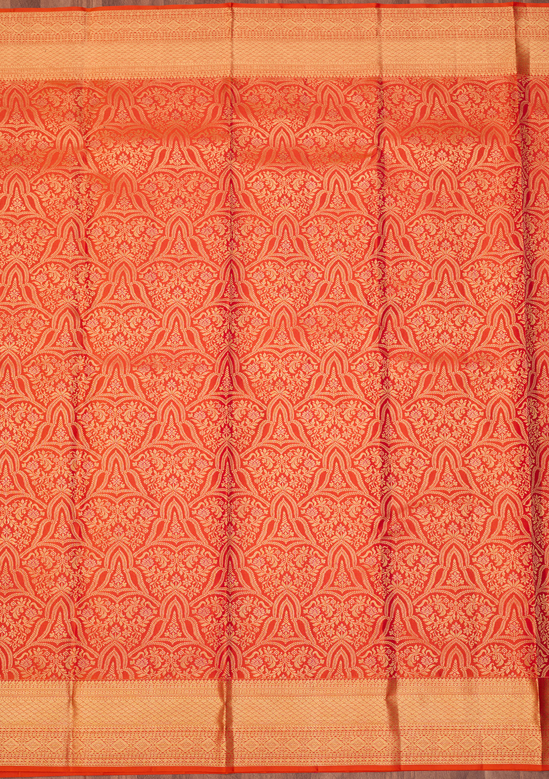 Orange Dharmavaram Pure Silk Saree With Matching Blouse Piece