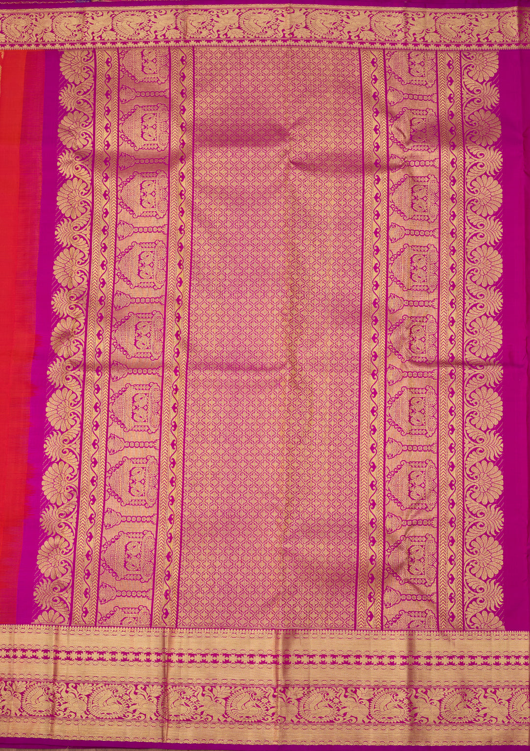 Orange Dharmavaram Pure Silk Saree With Matching Blouse Piece