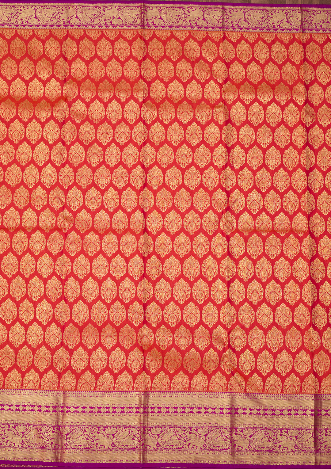 Orange Dharmavaram Pure Silk Saree With Matching Blouse Piece
