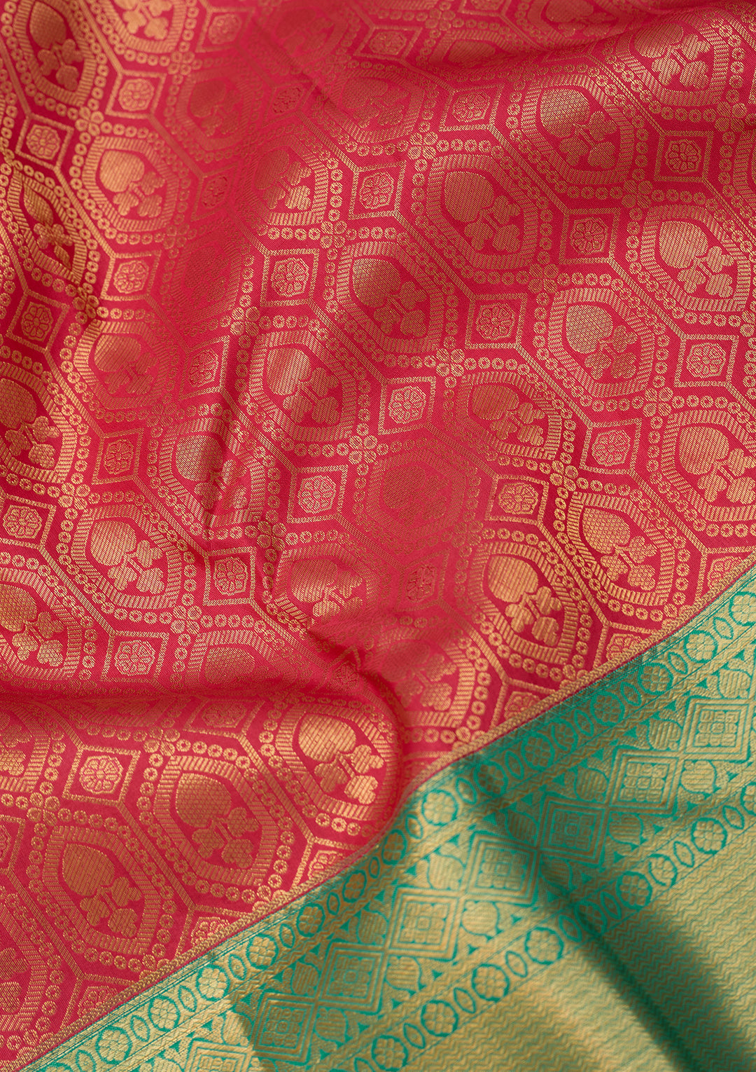 Rani Pink Dharmavaram Pure Silk Saree With Matching Blouse Piece