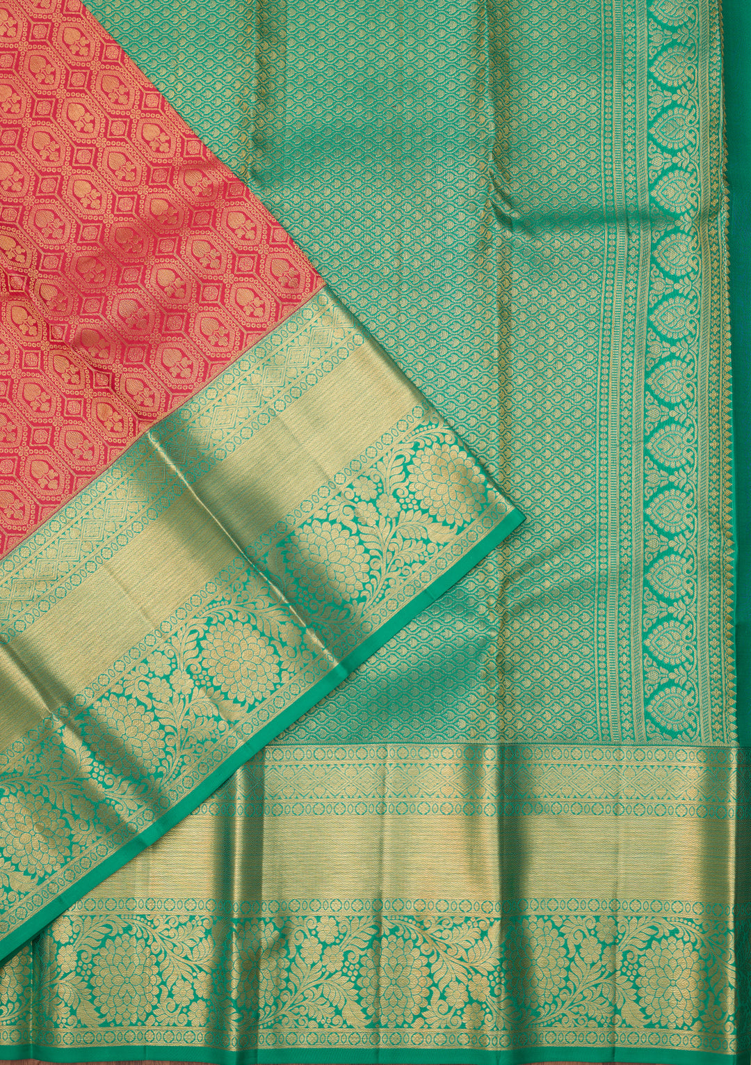 Rani Pink Dharmavaram Pure Silk Saree With Matching Blouse Piece
