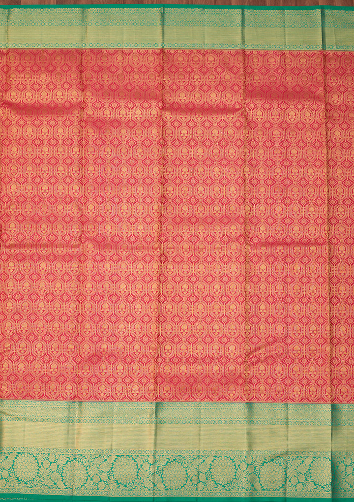 Rani Pink Dharmavaram Pure Silk Saree With Matching Blouse Piece