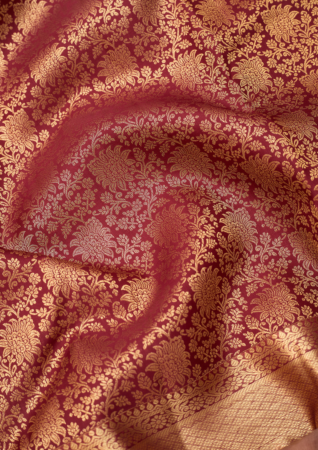 Maroon Dharmavaram Pure Silk Saree With Matching Blouse Piece