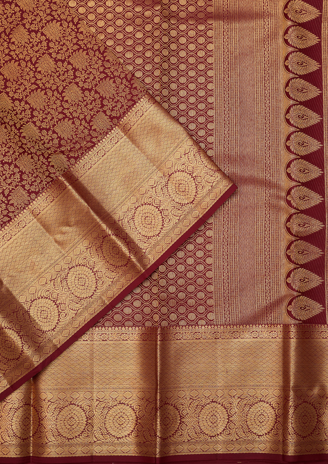 Maroon Dharmavaram Pure Silk Saree With Matching Blouse Piece
