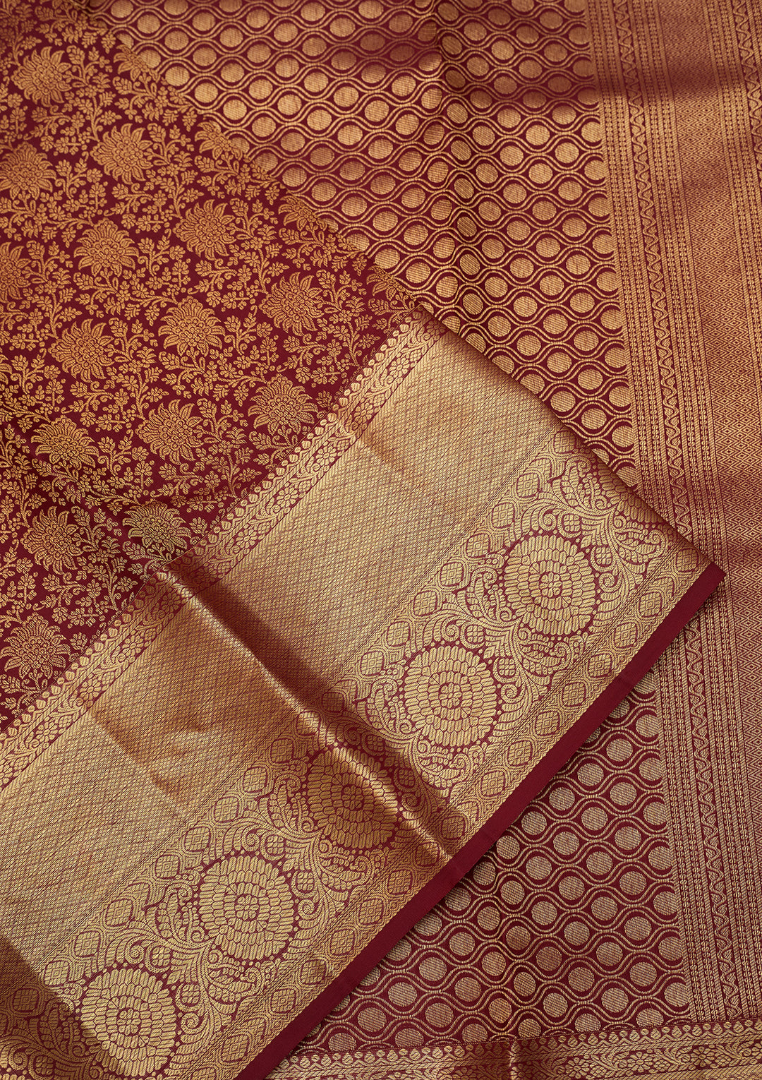 Maroon Dharmavaram Pure Silk Saree With Matching Blouse Piece