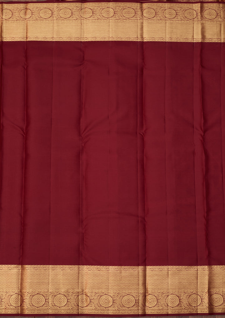 Maroon Dharmavaram Pure Silk Saree With Matching Blouse Piece