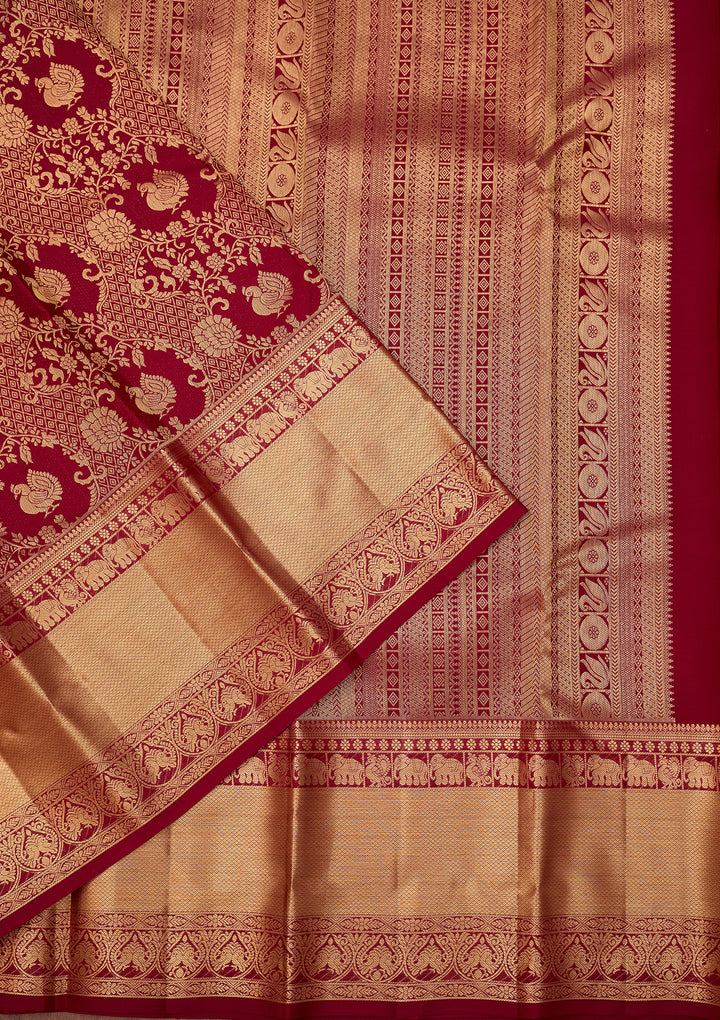 Magenta Pink Dharmavaram Pure Silk Saree With Matching Blouse Piece