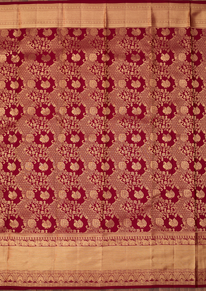 Magenta Pink Dharmavaram Pure Silk Saree With Matching Blouse Piece