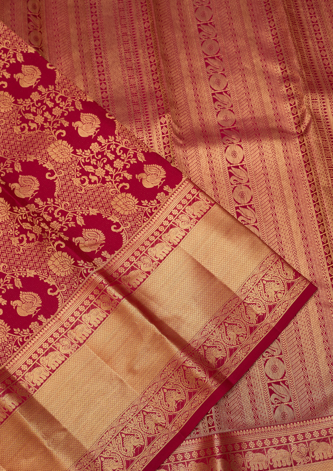 Rani Pink Dharmavaram Pure Silk Saree With Matching Blouse Piece
