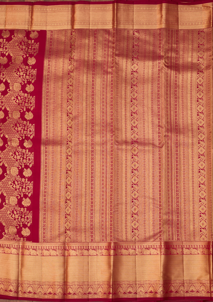 Rani Pink Dharmavaram Pure Silk Saree With Matching Blouse Piece