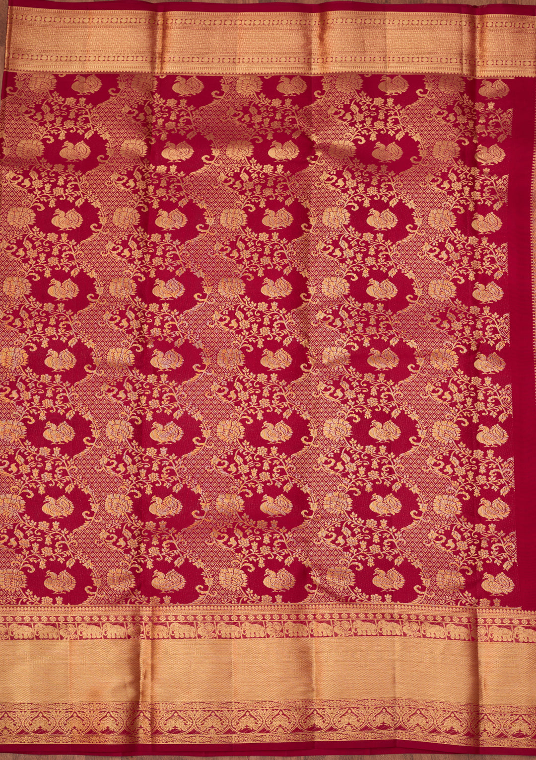 Rani Pink Dharmavaram Pure Silk Saree With Matching Blouse Piece