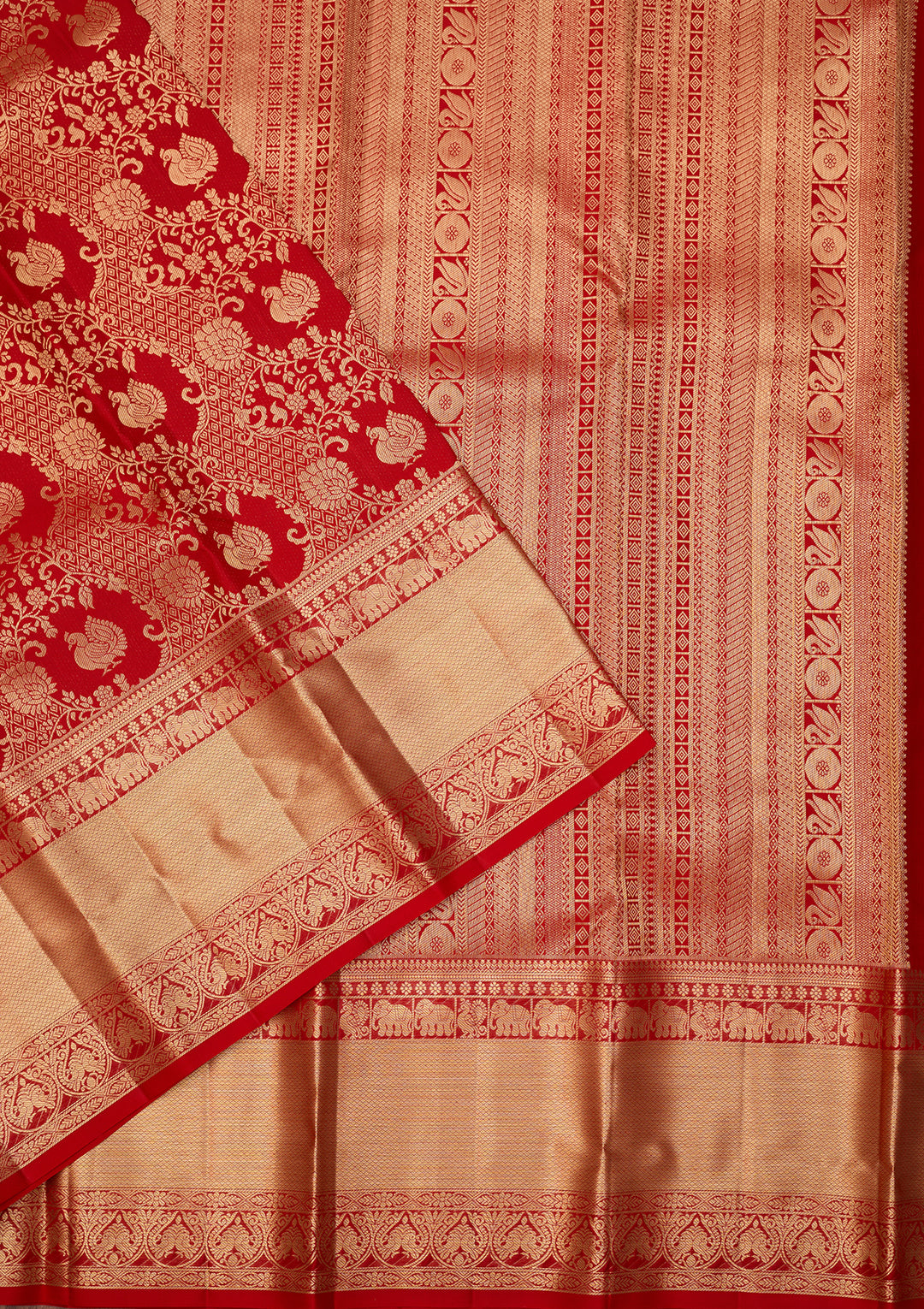 Red Dharmavaram Pure Silk Saree With Matching Blouse Piece