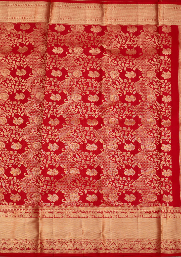 Red Dharmavaram Pure Silk Saree With Matching Blouse Piece