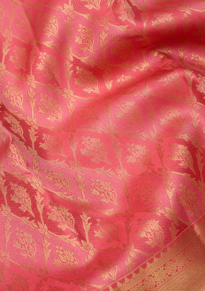 Pink Dharmavaram Pure Silk Saree With Matching Blouse Piece