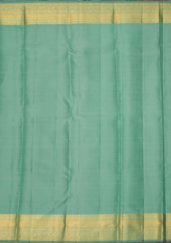 Sea Green Dharmavaram Pure Silk Saree With Matching Blouse Piece