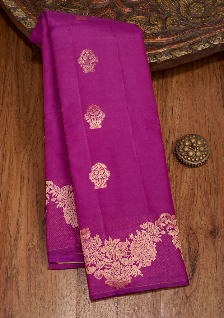 Magenta Pink Dharmavaram Pure Silk Saree With Matching Blouse Piece