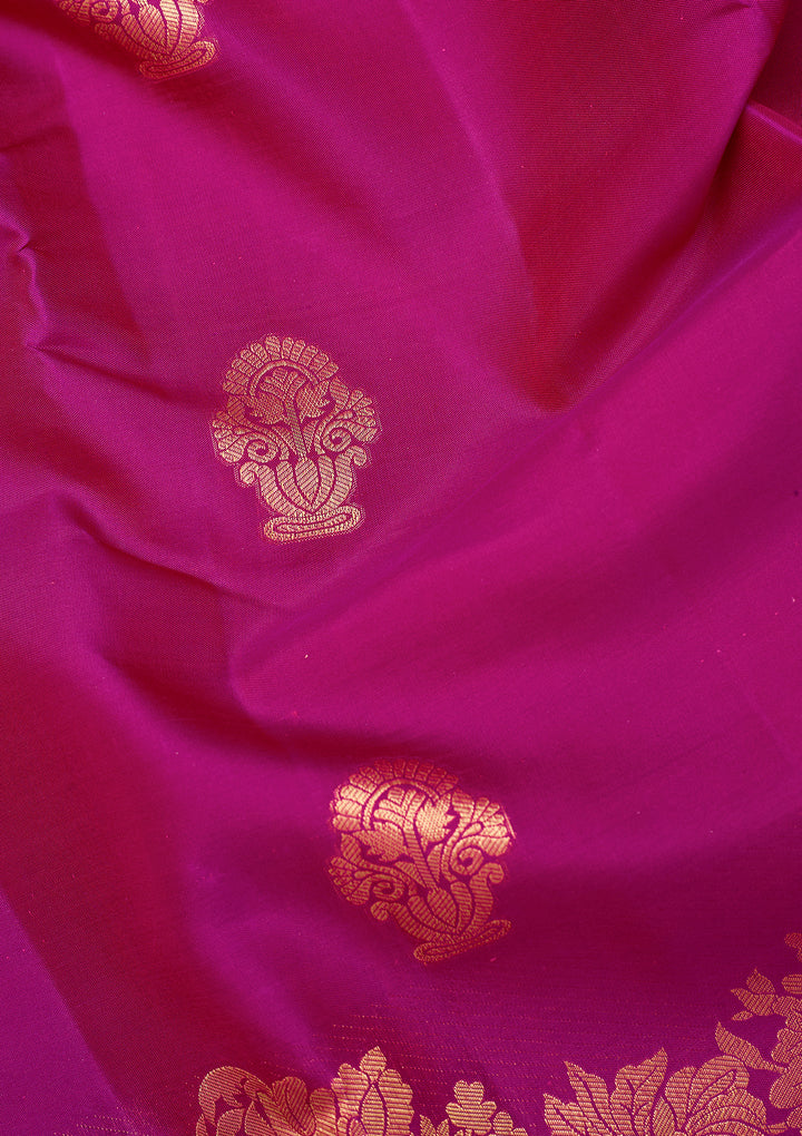 Magenta Pink Dharmavaram Pure Silk Saree With Matching Blouse Piece