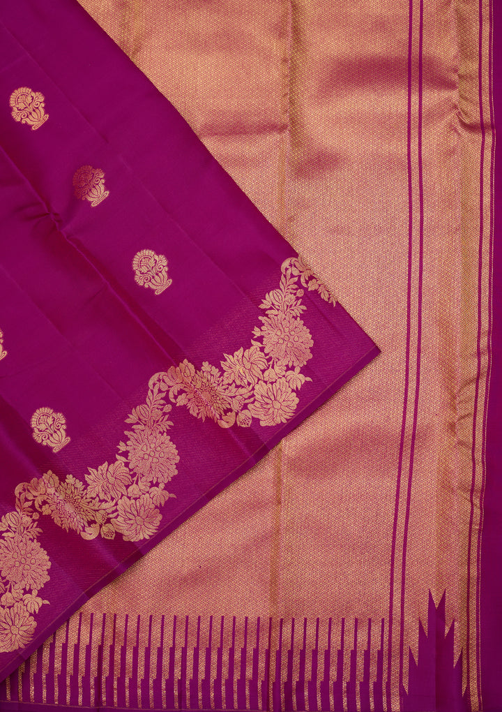 Magenta Pink Dharmavaram Pure Silk Saree With Matching Blouse Piece