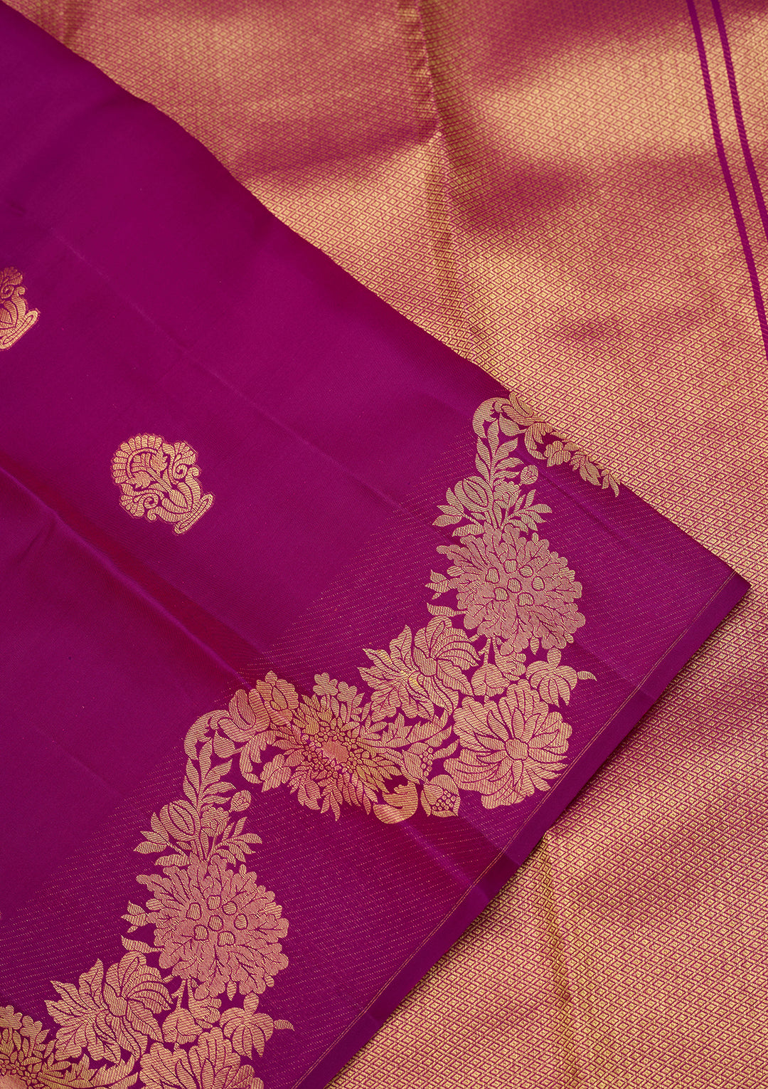 Magenta Pink Dharmavaram Pure Silk Saree With Matching Blouse Piece