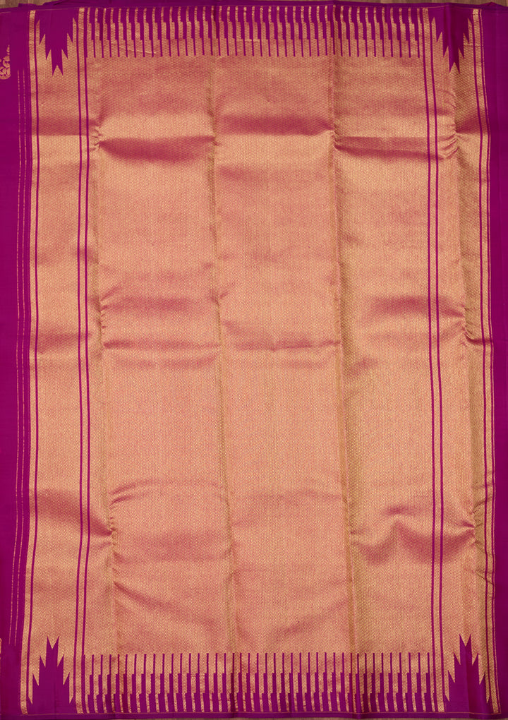 Magenta Pink Dharmavaram Pure Silk Saree With Matching Blouse Piece