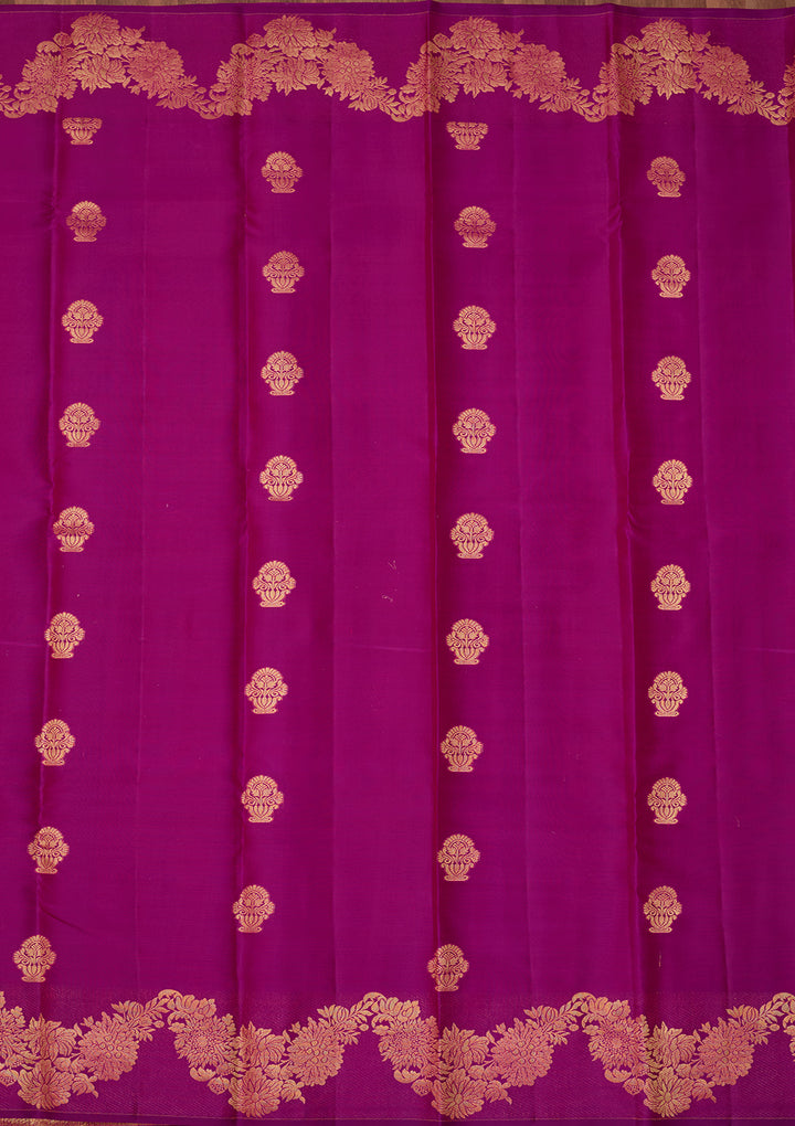 Magenta Pink Dharmavaram Pure Silk Saree With Matching Blouse Piece