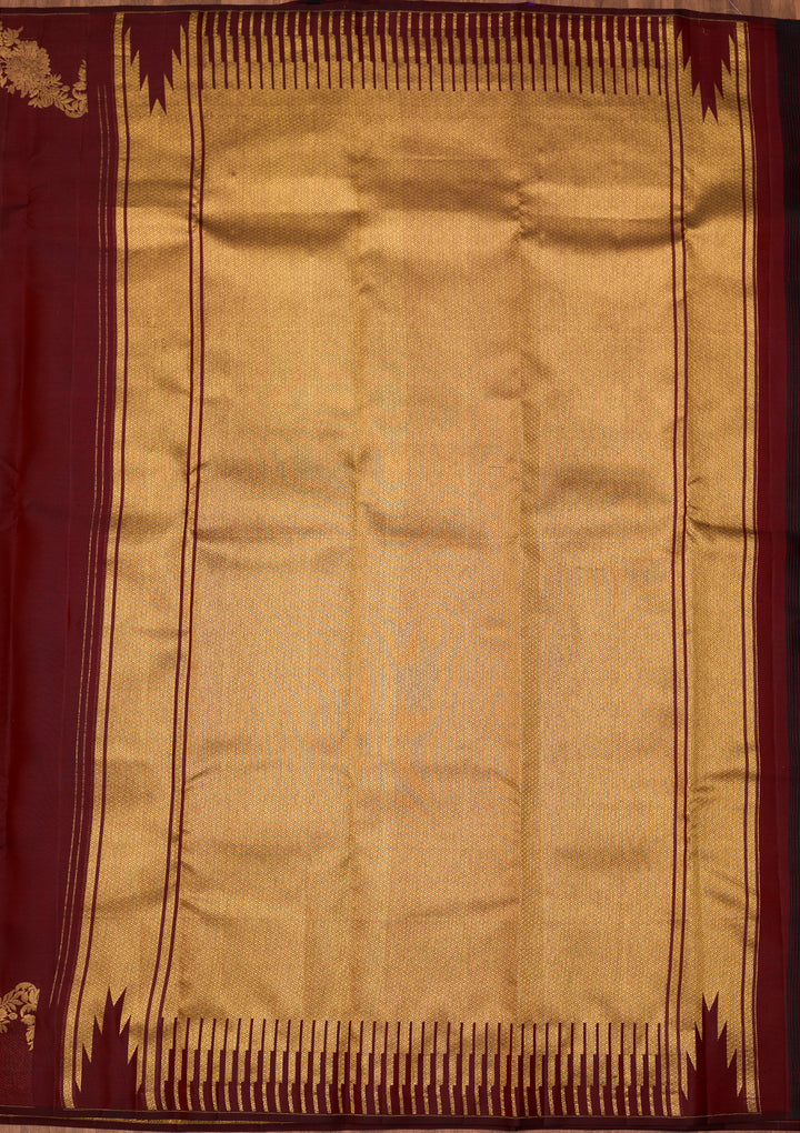Maroon Dharmavaram Pure Silk Saree With Matching Blouse Piece