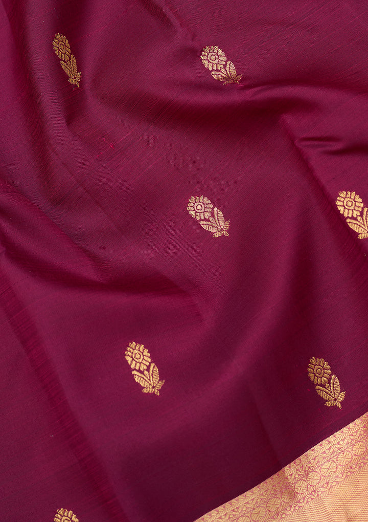 Wine Dharmavaram Pure Silk Saree With Matching Blouse Piece