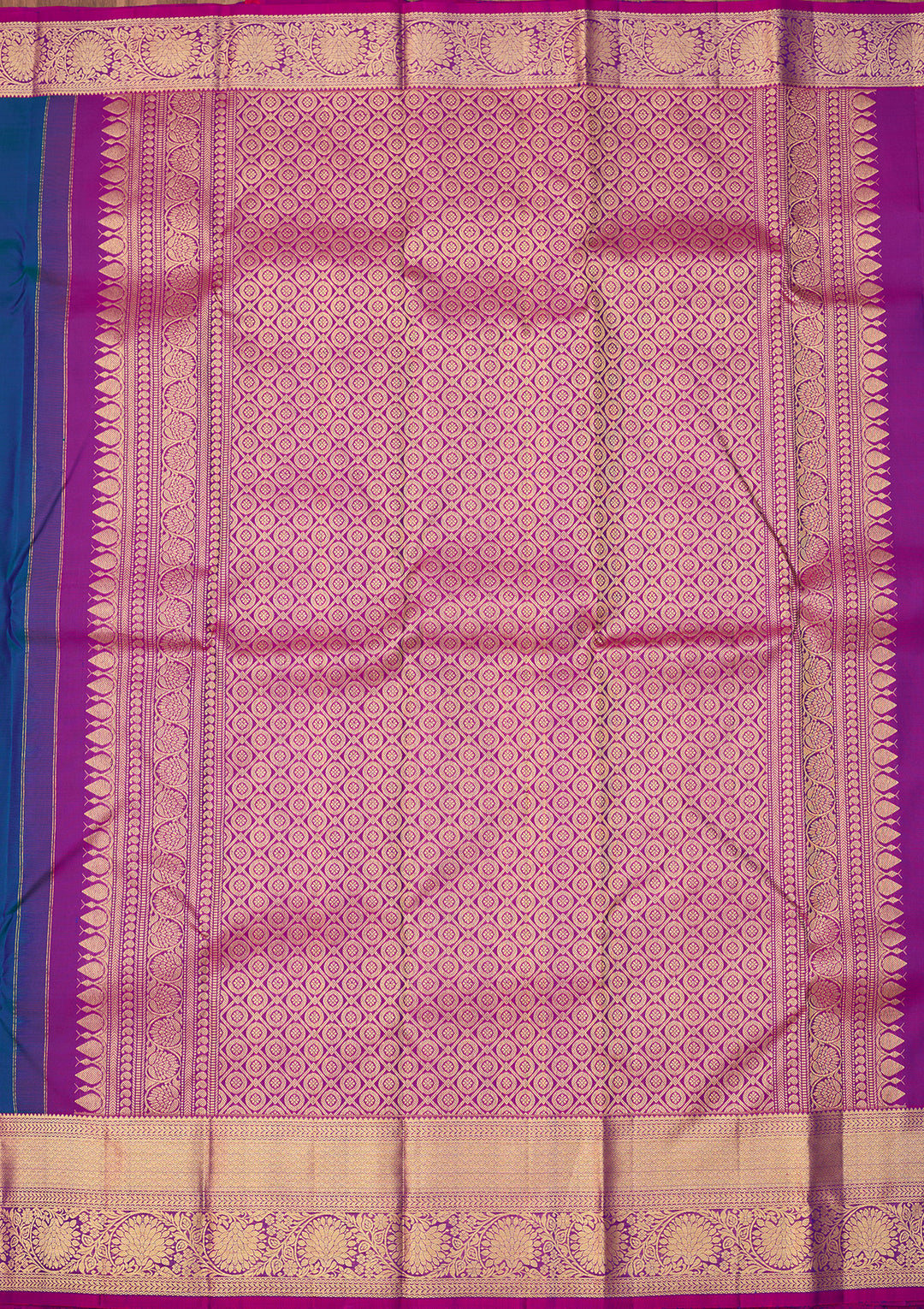 Peacock Blue Dharmavaram Pure Silk Saree With Matching Blouse Piece