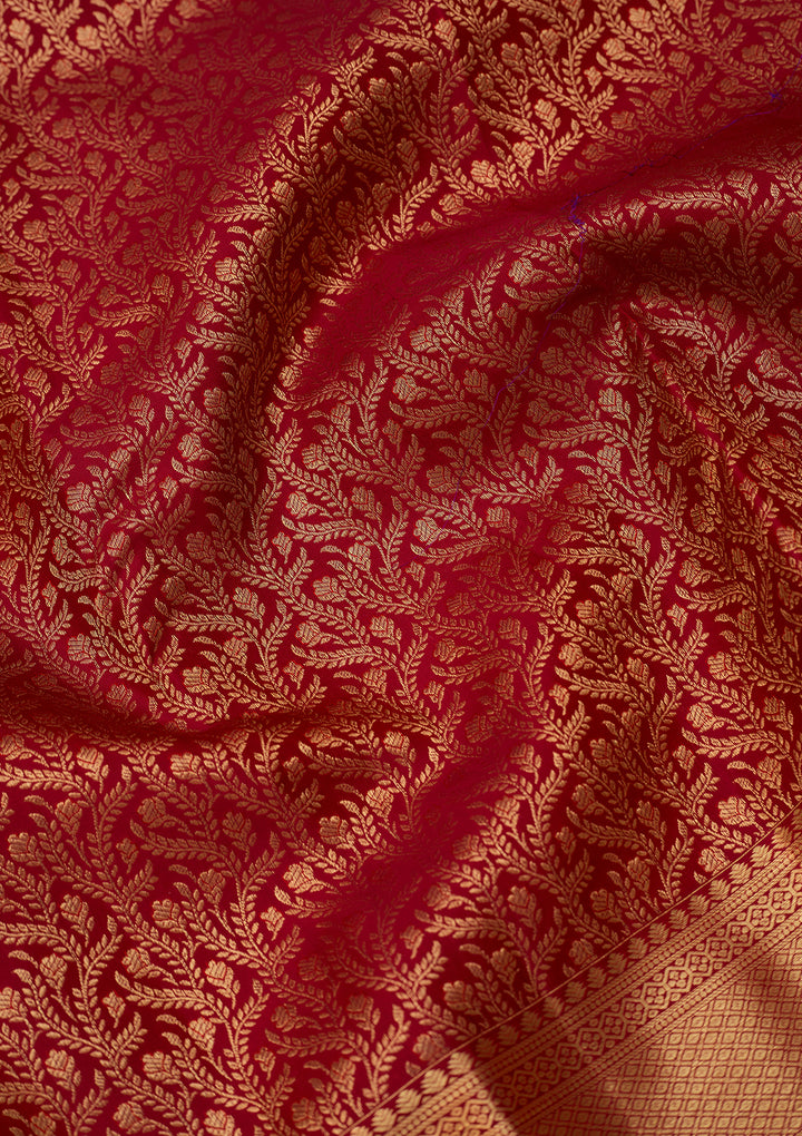 Maroon Dharmavaram Pure Silk Saree With Matching Blouse Piece