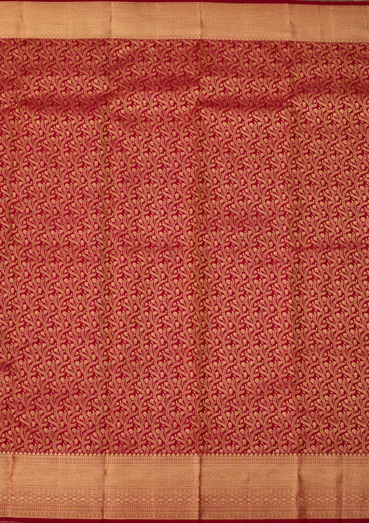 Maroon Dharmavaram Pure Silk Saree With Matching Blouse Piece