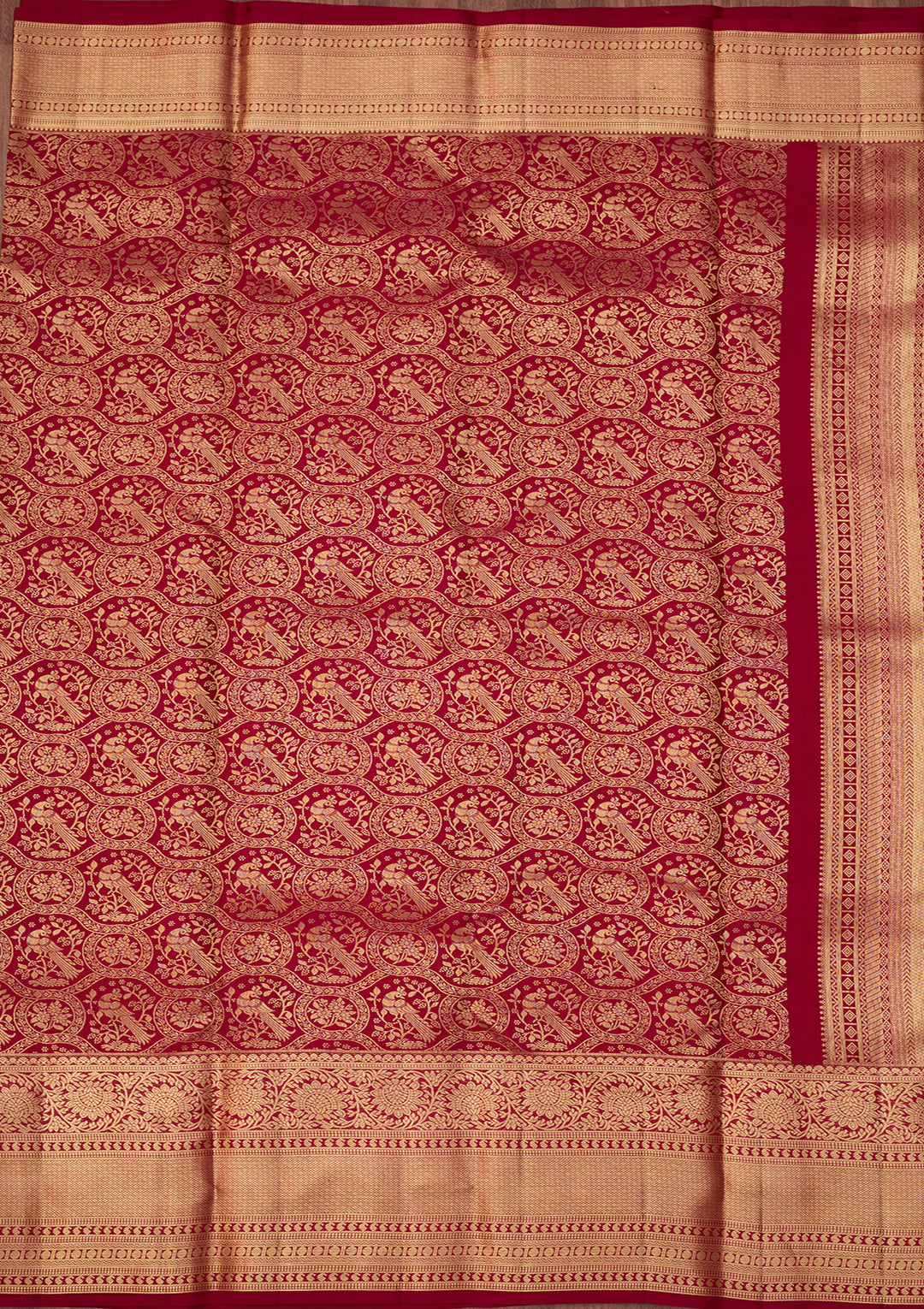 Maroon Dharmavaram Pure Silk Saree With Matching Blouse Piece