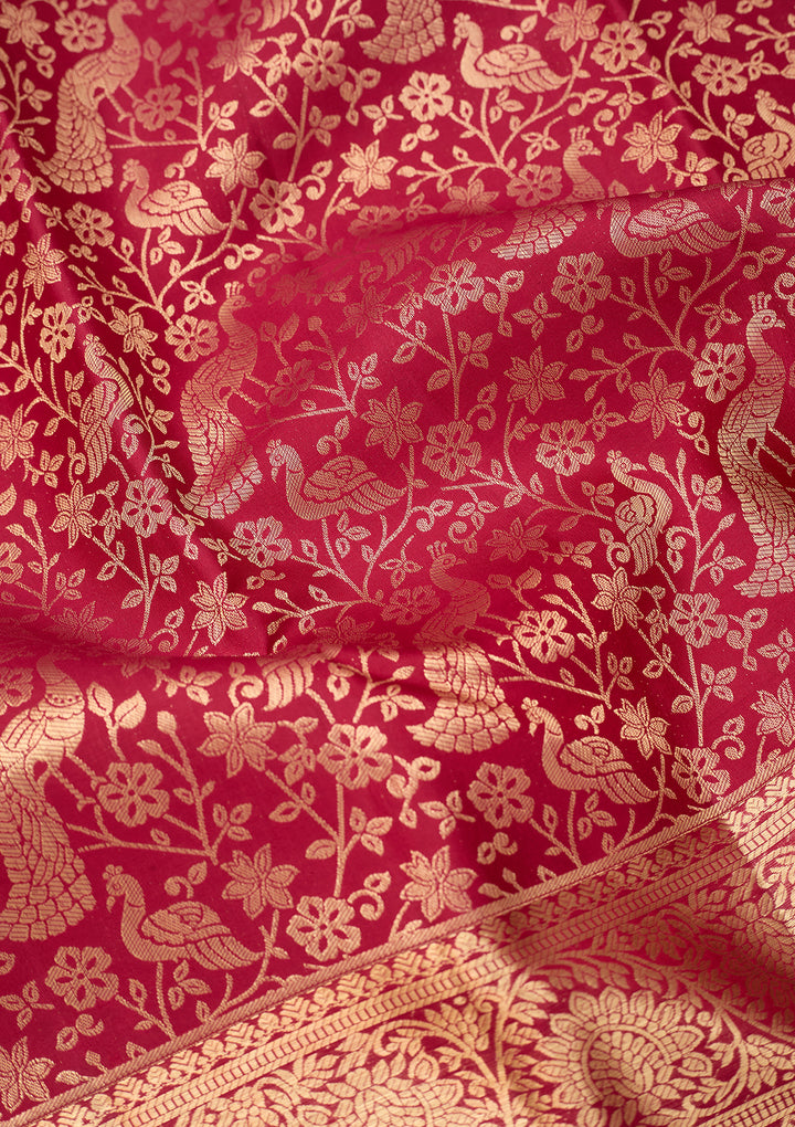 Maroon Dharmavaram Pure Silk Saree With Matching Blouse Piece