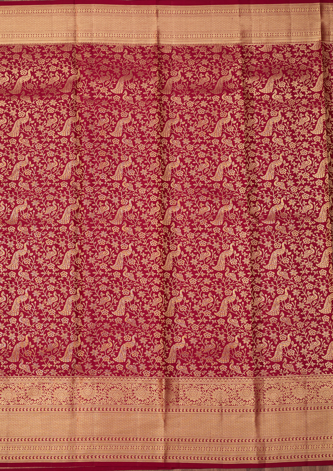 Maroon Dharmavaram Pure Silk Saree With Matching Blouse Piece