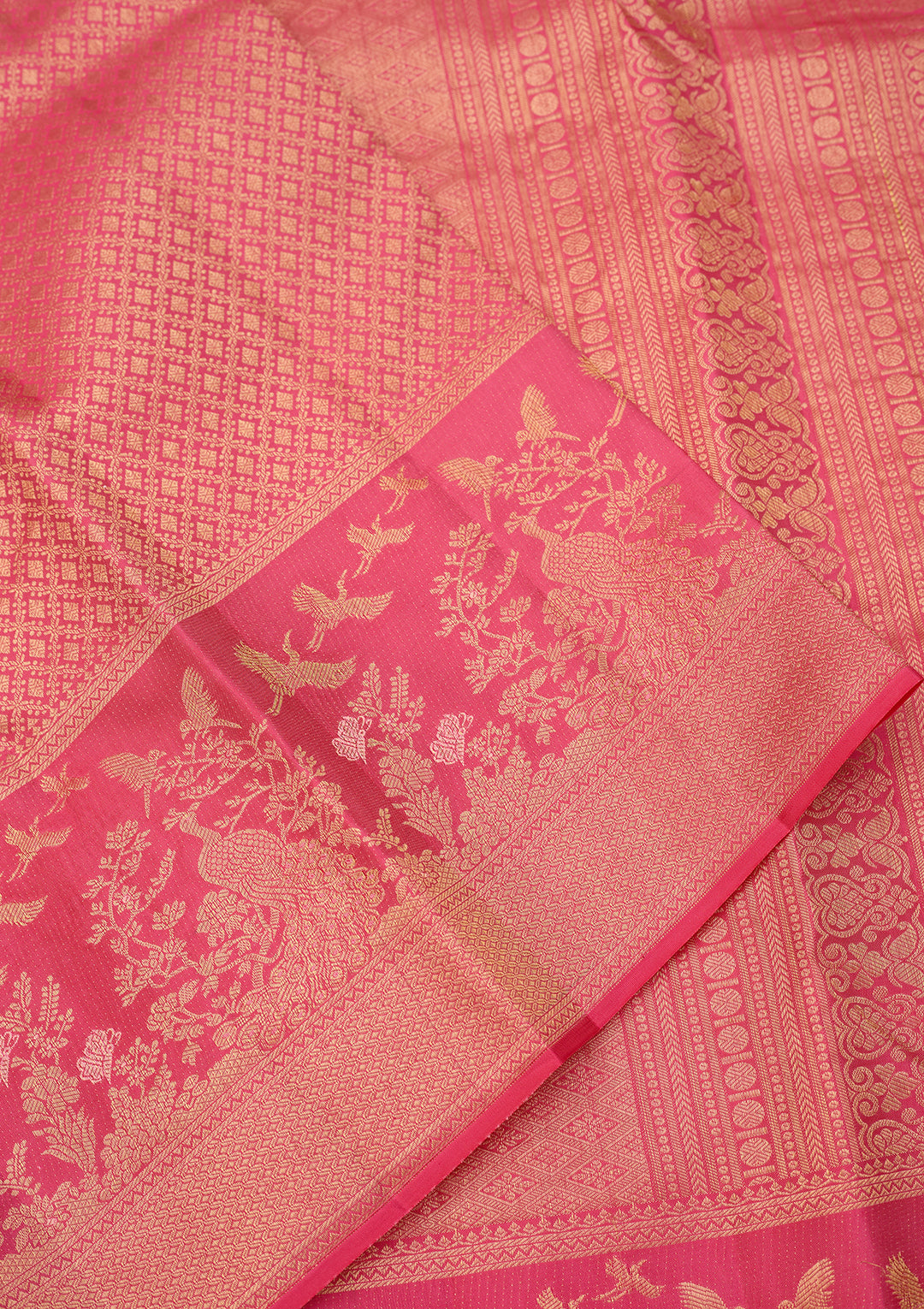 Pink Dharmavaram Pure Silk Saree With Matching Blouse Piece