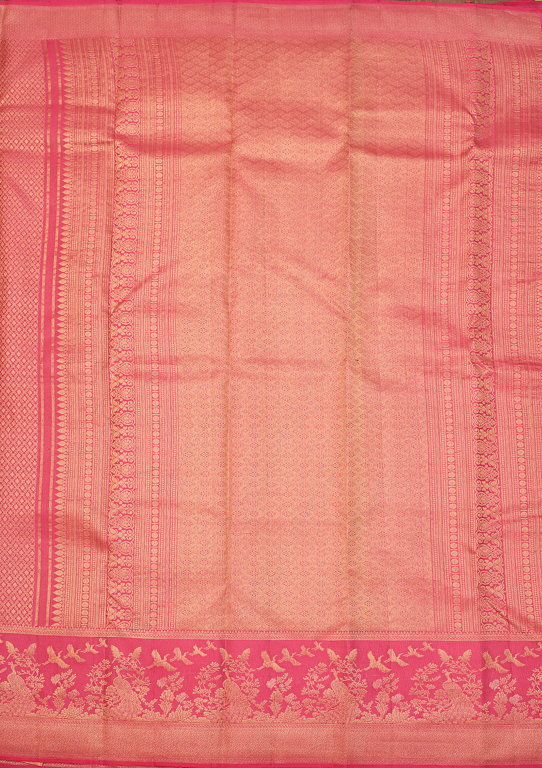 Pink Dharmavaram Pure Silk Saree With Matching Blouse Piece