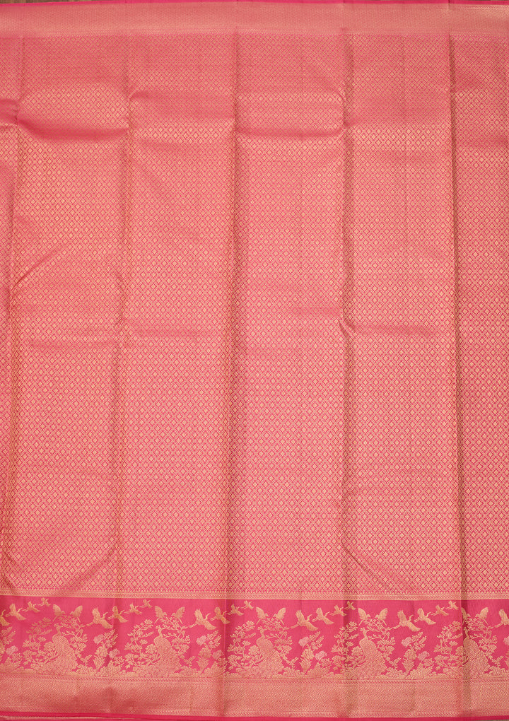 Pink Dharmavaram Pure Silk Saree With Matching Blouse Piece